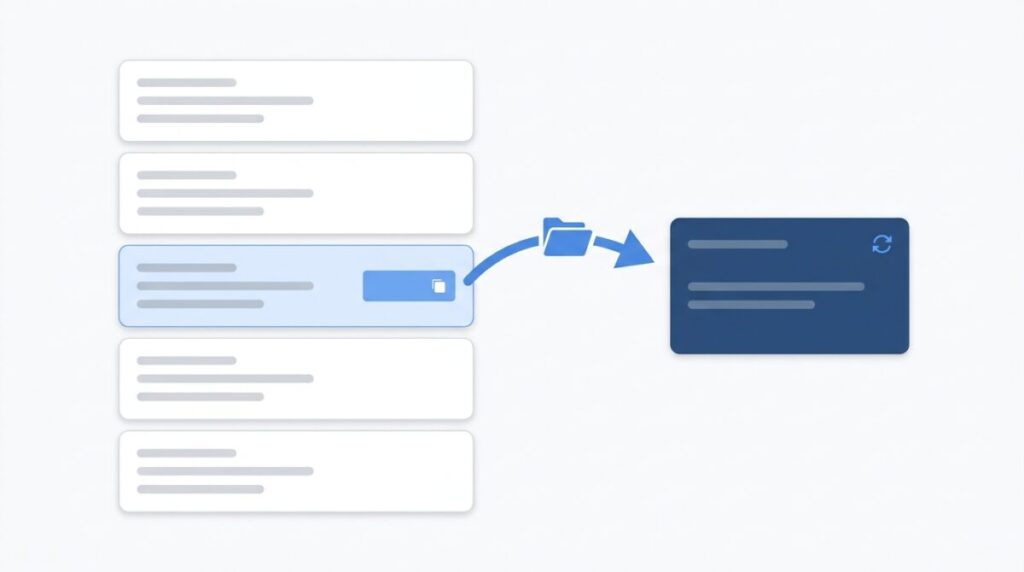 A diagram showing a plugin row being archived into a separate storage panel with restore icon